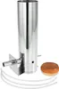 A stainless steel cold smoke generator with a wooden lid and three clear tubes on a white background. Produktbild-Vorschau
