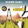 Marketing image showing the quick setup of a pop-up tent. Voir les images du produit