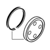 A line drawing of a shower pipe component and a ring. Produktbild-Vorschau