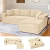 A sectional sofa in a living room setting and separate views of the sofa components. Produktbild-Vorschau