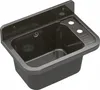 A dark-colored sink with a backsplash, mounted on a white background. Produktbild-Vorschau