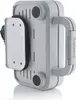 A close-up, angled view of the back of a gray waffle maker with a black cord and plug attached to a holder on the side. Produktbild-Vorschau