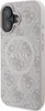 A close-up, angled view of a phone case with a repeating Guess logo pattern. Voir les images du produit