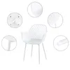 A white plastic chair with multiple close-up views of its details. Náhled obrázku produktu