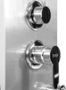 Close-up of a modern shower control panel with two knobs and a lever handle. Podgląd zdjęcia produktu