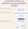 A close-up of Lansinoh breastmilk storage bags with descriptive text and labels. Podgląd zdjęcia produktu