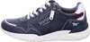 A side view of a blue sneaker with white laces and a white sole. Produktbild-Vorschau