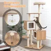 A cat playing on a multi-level cat tree in a living room setting. Podgląd zdjęcia produktu