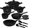 A collection of black cookware with rose gold accents, arranged on a white background. Anteprima dell’immagine prodotto
