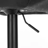 A close-up view of the underside of a black bar stool, focusing on the height adjustment lever. Produktbild-Vorschau