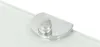 A close-up shot of a glass shelf corner with a chrome bracket. Voir les images du produit