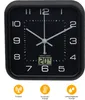 A black square alarm clock with a digital display showing the temperature. Produktbild-Vorschau