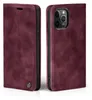 A product shot of a burgundy flip phone case for an iPhone 12, shown from two angles. Produktbild-Vorschau