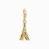 A gold Eiffel Tower charm with a small diamond accent, hanging from a clasp. Produktbild-Vorschau