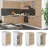 A collage of a modern kitchen setup and individual kitchen cabinets. Náhľad obrázku produktu