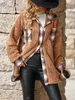 ASKSA Damen Fleecejacke Karierte Wolljacke Oversized Produktbild-Vorschau 3