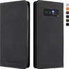 A black leather phone case for a Samsung Galaxy Note 8 is shown from two angles: front and back. Produktbild-Vorschau