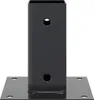 A black metal post base with two holes is shown against a white background. Produktbild-Vorschau