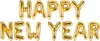 Gold foil balloons spelling out 'HAPPY NEW YEAR' against a white background. Podgląd zdjęcia produktu