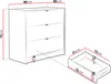 Diagram showing the dimensions of a chest of drawers and one of its drawers. Náhľad obrázku produktu