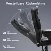 A black gaming chair with its backrest shown in various tilted positions, illustrating its adjustability. Produktbild-Vorschau
