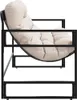 A side view of a modern garden bench with a beige cushion. Náhled obrázku produktu