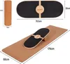 A balance board and roller are shown with dimensions indicated, and the balance board is also shown on a mat. Produktbild-Vorschau
