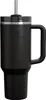 A black Stanley Quencher tumbler with a straw and handle, shown against a white background. Anteprima dell’immagine prodotto