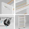 Schmales Rollregal aus Bambus mit 4 Ablagen, 45x15x81cm, Produktbild-Vorschau 3