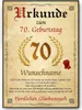 Urkunde zum 70. Geburtstag personalisiertes Geschenk Produktbild-Vorschau 1
