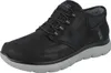 A black Skechers sneaker boot with a gray sole is shown from a side angle against a white background. Produktbild-Vorschau