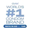 Marketing graphic for Durex, stating it is the world's #1 condom brand, trusted for over 90 years. Voir les images du produit