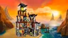 A LEGO NINJAGO lighthouse playset is depicted on a beach with a dramatic sunset in the background. Produktbild-Vorschau