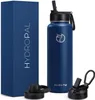 Omgoods - RVS Waterfles met Rietje en 2 Doppen Productafbeelding-voorbeeld 1