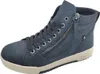 A single blue high-top sneaker with laces and a zipper on a white background. Voir les images du produit