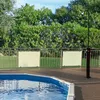 An outdoor pool area with a solar shower next to it. Produktbild-Vorschau
