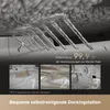 Close-up illustration of a cleaning mechanism with water jets, accompanied by three numbered inset images showing cleaning stages and text highlighting cleaning efficiency. Produktbild-Vorschau