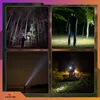 Collage of four images showing people using a flashlight in different outdoor settings at night. Podgląd zdjęcia produktu