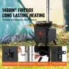 A portable wood stove is set up outdoors with food cooking on it, next to a tent. Anteprima dell’immagine prodotto
