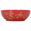 vidaXL Aufsatzwaschbecken Weiß und Rot Rund Ø41x14 cm Produktbild-Vorschau 1
