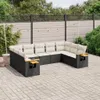 Design 9-tlg. Garten-Sofagarnitur mit Kissen Schwarz Poly Produktbild-Vorschau 1