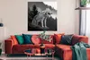 MuchoWow® Poster Wolf - Wald - Schwarz - Weiß 100x100 cm - Produktbild-Vorschau 2