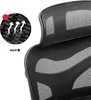 Close-up of a black mesh office chair, highlighting its breathable material. Voir les images du produit