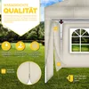 A marketing image for a beige pop-up gazebo, showcasing its features with text overlays and icons. Anteprima dell’immagine prodotto