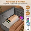 A bed with integrated charging ports, showing two tablets and a phone being charged. Anteprima dell’immagine prodotto