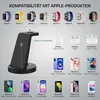 A diagram showing a wireless charger and a list of compatible Apple products. Produktbild-Vorschau