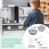 A child is playing with a toy kitchen, and the image highlights the accessories included with the toy. Náhled obrázku produktu