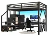 Metall-Hochbett 140x200 cm Schwarz – Multifunktionales Produktbild-Vorschau 6