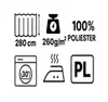 An infographic showing product specifications and care instructions. Voir les images du produit
