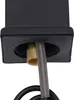 Close-up of the base of a black faucet with a flexible hose and brass fitting. Podgląd zdjęcia produktu